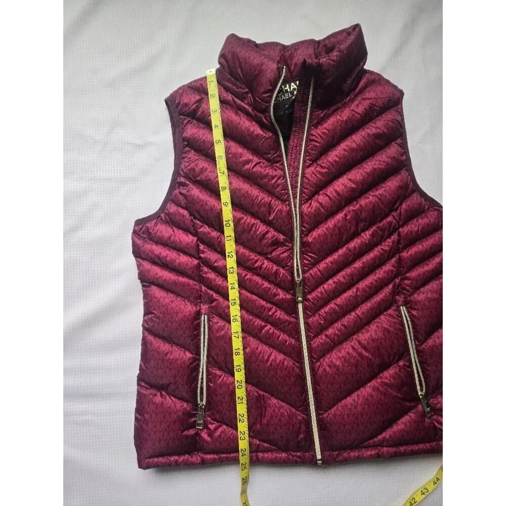 Michael Kors MK Logo Puffer Vest Jacket Dark Brandy Size L